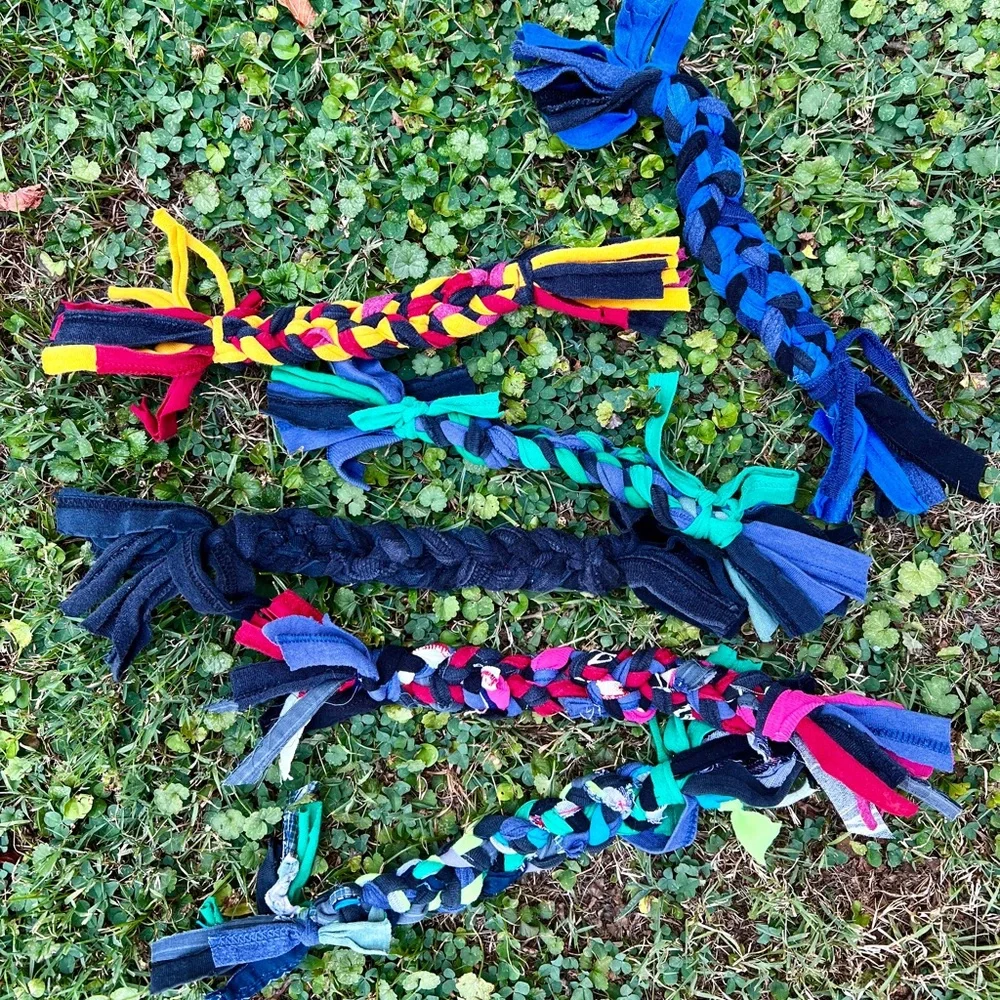 Colorful Dog Tug Toy - Braided Upcycled